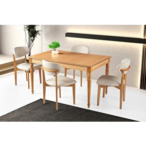 Elegant Norte Ağaç Mutfak Yemek Masa Sandalye Takımı 90x140