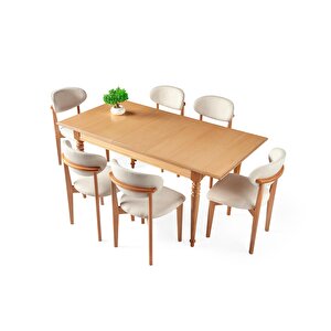 Elegant Norte Ağaç Mutfak Yemek Masa Sandalye Takımı 90x140