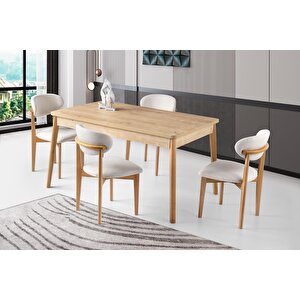 Safir Norte Salon Yemek Masa 6 Lı Sandalye Takımı 90x145