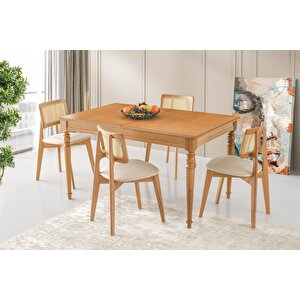 Elegant Zion Ağaç Mutfak Yemek Masa Sandalye Takımı 90x140