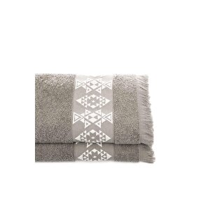 Hereke 2'li El Yüz Havlusu Seti %100 Pamuk Jakarlı Bej 50x80 Cm 2’li Set