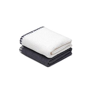 Vera 2'li Mutfak Havlusu %100 Pamuk Bukle-bukle Krem-lacivert 50x70 Cm 2’li Set