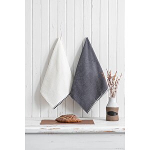 Green Black Vera 2'li Mutfak Havlusu %100 Pamuk Bukle-bukle Krem-lacivert 50x70 Cm