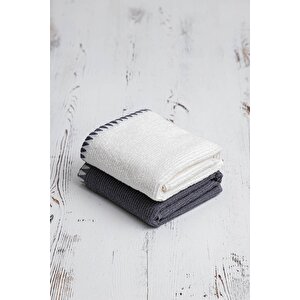 Green Black Vera 2'li Mutfak Havlusu %100 Pamuk Bukle-bukle Krem-lacivert 50x70 Cm