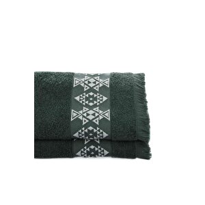 Hereke 2'li El Yüz Havlusu Seti %100 Pamuk Jakarlı Yeşil 50x80 Cm 2’li Set