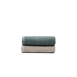 Parla 2'li Mutfak Havlusu %100 Pamuk  Bukle-bukle Bej-yeşil 50x70 Cm 2’li Set