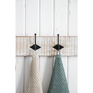 Green Black Parla 2'li Mutfak Havlusu %100 Pamuk  Bukle-bukle Bej-yeşil 50x70 Cm