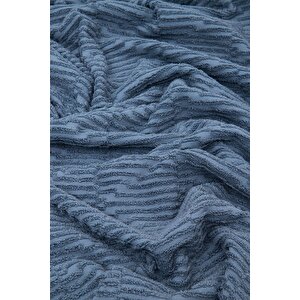 Anisa Banyo Havlusu %100 Pamuk Penye Jakarlı Mavi 80x150 Cm