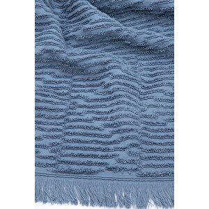 Anisa El Yüz Havlusu %100 Pamuk Penye Jakarlı Mavi 50x90 Cm