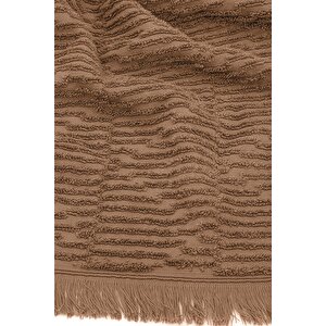 Anisa El Yüz Havlusu %100 Pamuk Penye Jakarlı Kahverengi 50x90 Cm