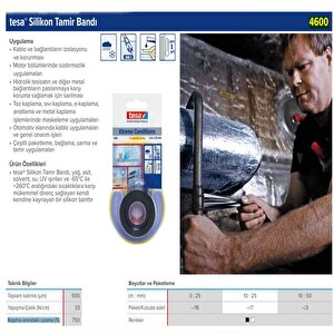 Tesa 4600 Xtreme Siyah Tamir Bandı 12bar Basınç Ve -65°c Ile +260°c Sıcaklık Dayanımlı İzolasyon Bant