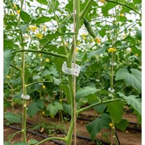 Bitki Klipsi - Domates Klipsi 250 Adet 25 Mm Gövde Sarmaşık Bitki Bağlama Kelepçesi, Beyaz