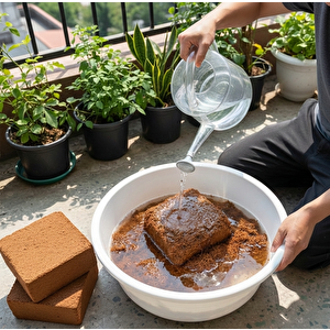 2 Adet 60 - 65 Lt Sıkıştırılmış Hindistan Cevizi Torfu - Blok Ithal Organik Cocopeat Kokopit - Fidan