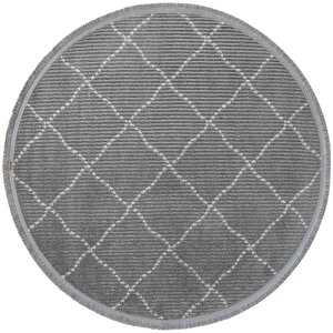 Vetrina 3606 Antrasit Yumuşak Halı Kilim Salon Mutfak Koridor Kesme Yuvarlak Makine Halısı 200x200 cm