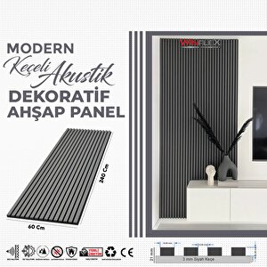 Keçeli̇ Dekorati̇f Akusti̇k Ahşap Panel – Antrasi̇t Gri̇