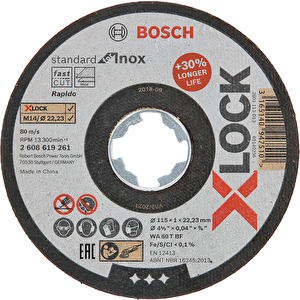 - X-lock - 115*1,0 Mm Standard Seri Düz Inox (paslanmaz Çelik) Kesme Diski (taş)