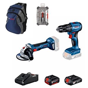 Gsb 185 Li Akülü Vidalama + Bosch Gws 180 Li + Bosch 42 Parça Matkap Ucu + Sırt Çantası Seti