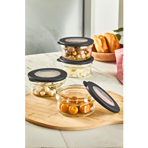 4 Adet 415 Ml Silikon Kapak Cam Kahvaltı Seti Saklama Kabı Mit1086
