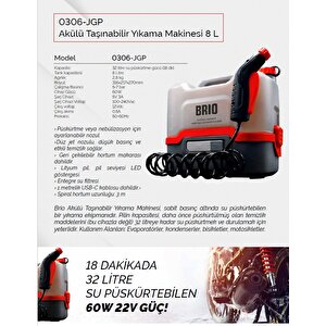 Akülü Taşinabi̇li̇r Yikama Maki̇nasi Jetgun Pro 8 L