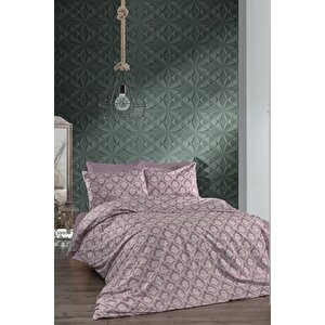 Pamuklu Lila Oryantal 200x220 Cm Çift Kişilik Nevresim Ve 2 Yastık Kılıfı Seti