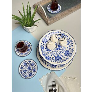 Jamuor Mess Fulya Porselen Katlı Kurabiyelik Ve 6 Lı Çay Tabağı 12cm