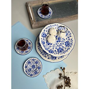 Jamuor Mess Fulya Porselen Katlı Kurabiyelik Ve 6 Lı Çay Tabağı 12cm