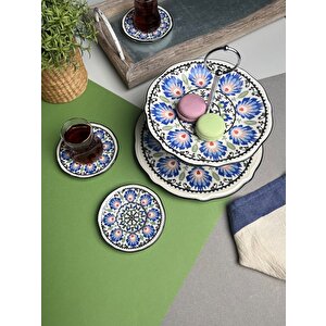 Jamuor Roys Fulya Porselen Katlı Kurabiyelik Ve 6 Lı Çay Tabağı 12cm
