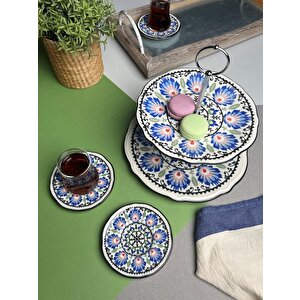 Jamuor Roys Fulya Porselen Katlı Kurabiyelik Ve 6 Lı Çay Tabağı 12cm