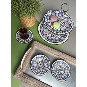 Jamuor Roys Fulya Porselen Katlı Kurabiyelik Ve 6 Lı Çay Tabağı 12cm