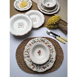 Tabak Evi̇ Fulya Food Garden Porselen Yemek Takımı 6 Kişilik 24 Parça
