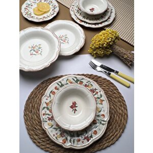 Tabak Evi̇ Fulya Food Garden Porselen Yemek Takımı 6 Kişilik 24 Parça