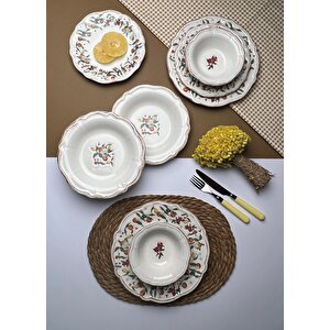 Tabak Evi̇ Fulya Food Garden Porselen Yemek Takımı 6 Kişilik 24 Parça