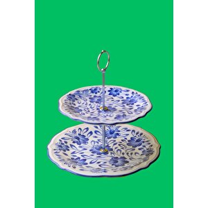 Jamuor Mess Fulya Porselen Katlı Kurabiyelik Aparatlı ( 21cm+26cm )