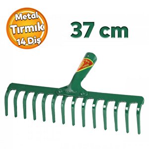 Metal Yapar Bahçe Tarla Tırmığı 14 Diş Çim Peyzaj Yaprak Ot Saman Temizleme Toprak İşleme Tırmığı