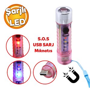 Mıknatıslı Beyaz Işık Kamp Lambası Anahtarlık Led El Feneri Usb Şarjlı Işıldak Acil Sos Işık Modlu