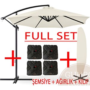 3 Mt 8 Kaburga Full Demir 21 Kg Ekru Bahçe Şemsiyesi Full Set Havuz Şemsiyesi Büyük Şemsiye
