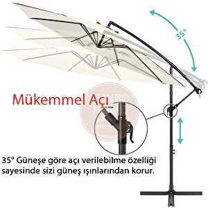 3 Mt 8 Kaburga Full Demir 21 Kg Ekru Bahçe Şemsiyesi Full Set Havuz Şemsiyesi Büyük Şemsiye