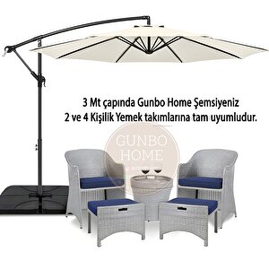 3 Mt 8 Kaburga Full Demir 21 Kg Ekru Bahçe Şemsiyesi Full Set Havuz Şemsiyesi Büyük Şemsiye