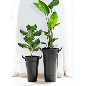 Prizma Vazo & Saksı Siyah 40 Cm