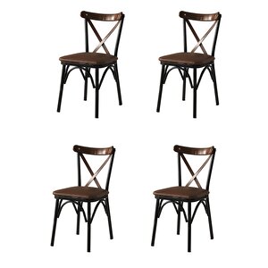 Bahar Mutfak Bahçe Cafe Sandalyesi 4 Li Set Siyah