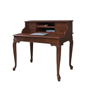 Wooding 110 Cm Çekmeceli Masif Ceviz Raflı Çalışma Masası