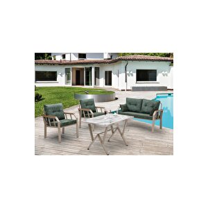 2 1 1 Masa Demonte Bahçe Balkon Mobilyası Yeşil