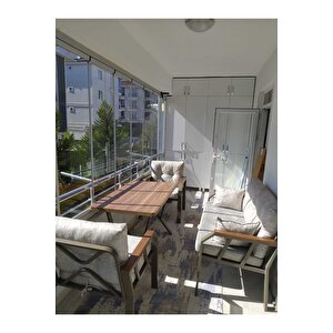 2 1 1 Masa Demonte Bahçe Balkon Mobilyası Sütlü Kahve