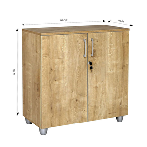 Dosya Dolabı, Kitaplık, Kilitlenebilir Dolap, Ahşap Dolap, Meşe Rengi 80cm
