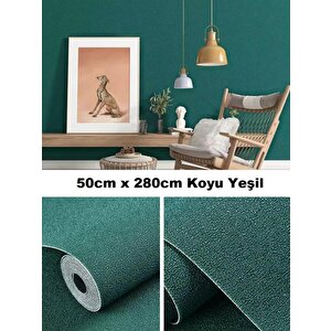 Kendinden Yapışkanlı Koyu Yeşil Duvar Kağıdı Folyolu Dokulu Esnek Silinebilir 50x280 Cm (1,4m2) Rda6