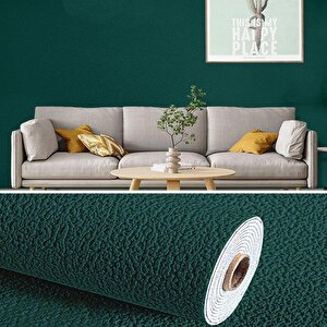 Kendinden Yapışkanlı Koyu Yeşil Duvar Kağıdı Folyolu Dokulu Esnek Silinebilir 50x280 Cm (1,4m2) Rda6