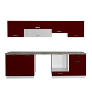 Decoraktiv Elite 280y Mdf Ankastre Fırın Modüllü Hazır Mutfak Dolabı - Tezgah Dahil - Bordo