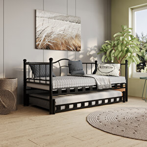 Kamelya Yavrulu Daybed Sedir Siyah Karyola 90x200 90x200 cm