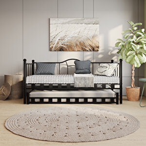 Kamelya Yavrulu Daybed Sedir Siyah Karyola 90x200 90x200 cm