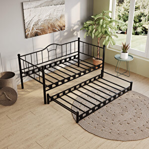 Kamelya Yavrulu Daybed Sedir Siyah Karyola 90x200 90x200 cm